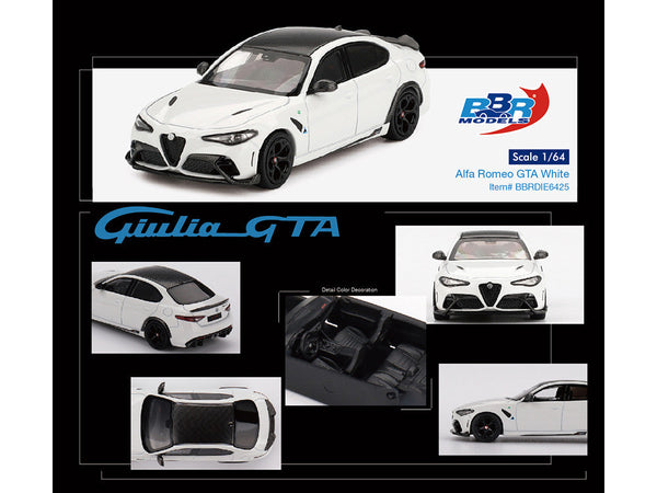 BBR - Alfa Romeo Giulia GTA White with Carbon Top 1/64 Diecast Model Car by BBR