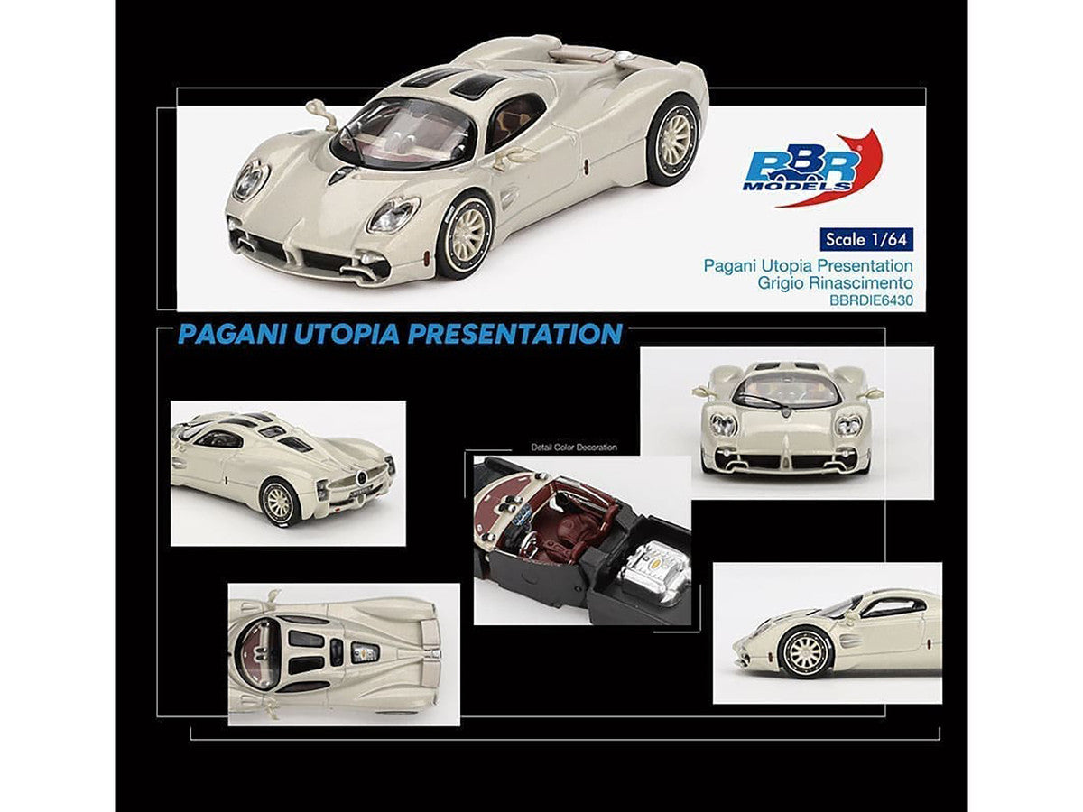 BBR - Pagani Utopia Presentation Grigio Rinascimento Silver 1/64 Diecast Model Car by BBR