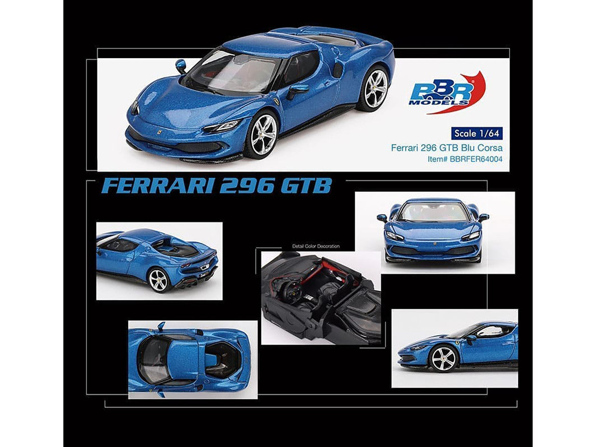 BBR - Ferrari 296 GTB Blue Corsa 1/64 Diecast Model Car by BBR