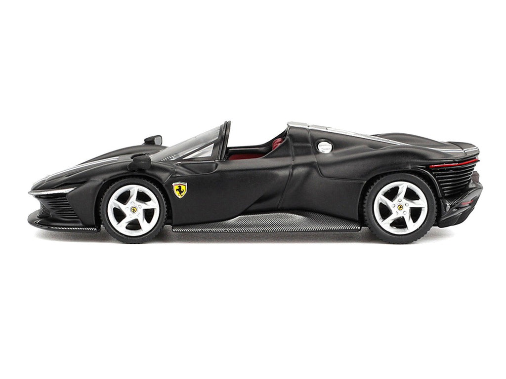 BBR - Ferrari Daytona SP3 Matt Black with White Stripes and Red Interior 1/64 Diecast Model Car by BBR