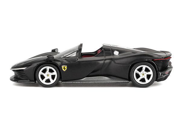 BBR - Ferrari Daytona SP3 Matt Black with White Stripes and Red Interior 1/64 Diecast Model Car by BBR