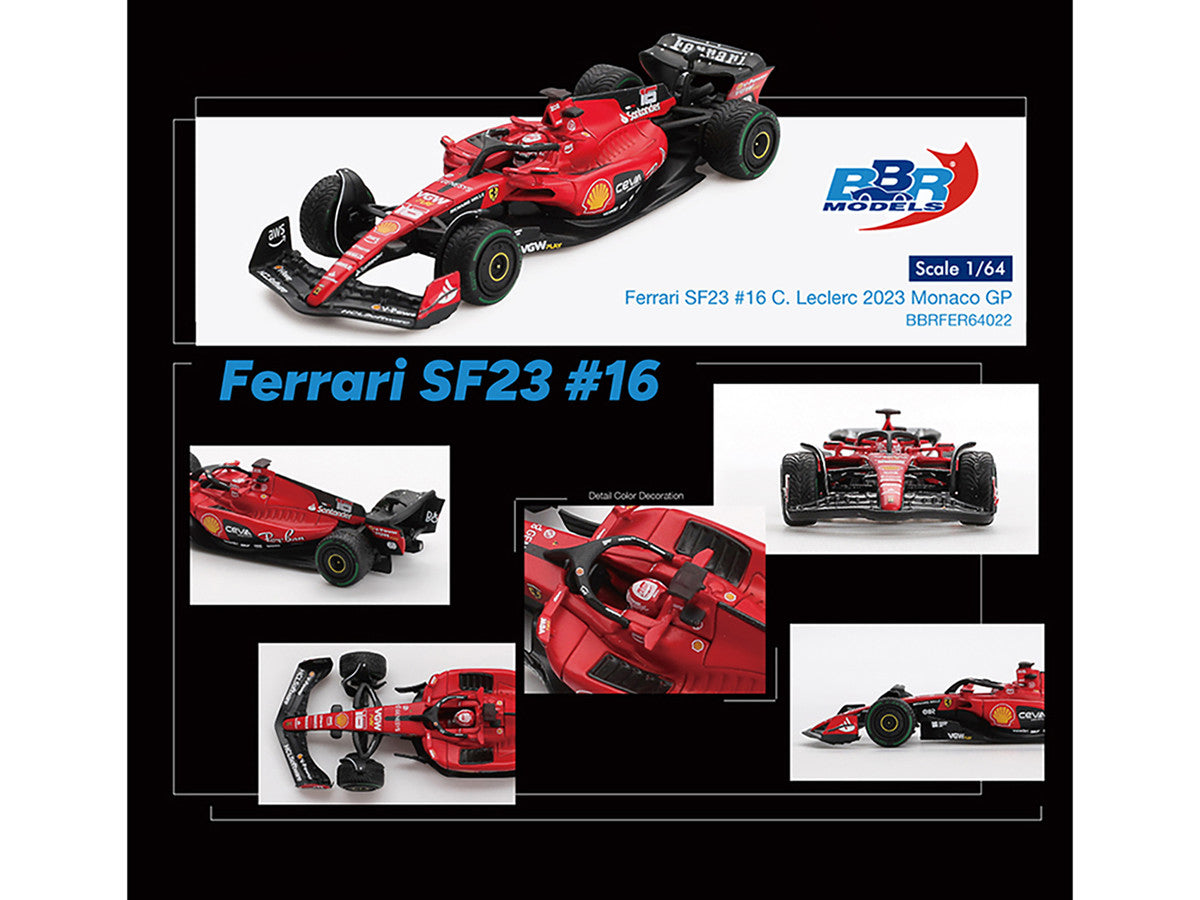 BBR - Ferrari SF-23 #16 Charles Leclerc Formula One F1 "Monaco GP" (2023) 1/64 Diecast Model Car by BBR Models