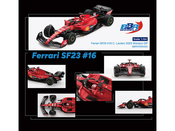 BBR - Ferrari SF-23 #16 Charles Leclerc Formula One F1 "Monaco GP" (2023) 1/64 Diecast Model Car by BBR Models