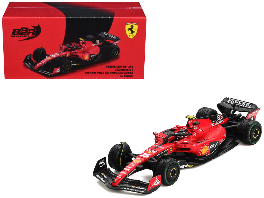 BBR - Ferrari SF-23 #55 Carlos Sainz Formula One F1 "Monaco GP" (2023) 1/64 Diecast Model Car by BBR Models
