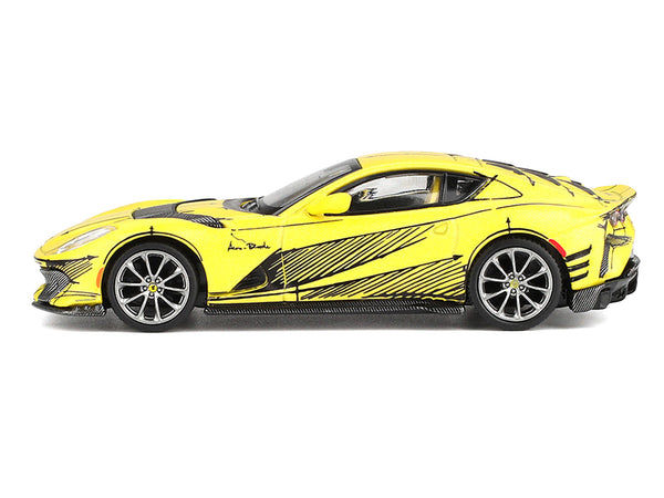 BBR - Ferrari 812 Competizione Matt Yellow with Graphics and Yellow Interior "Tailor Made" 1/64 Diecast Model Car by BBR