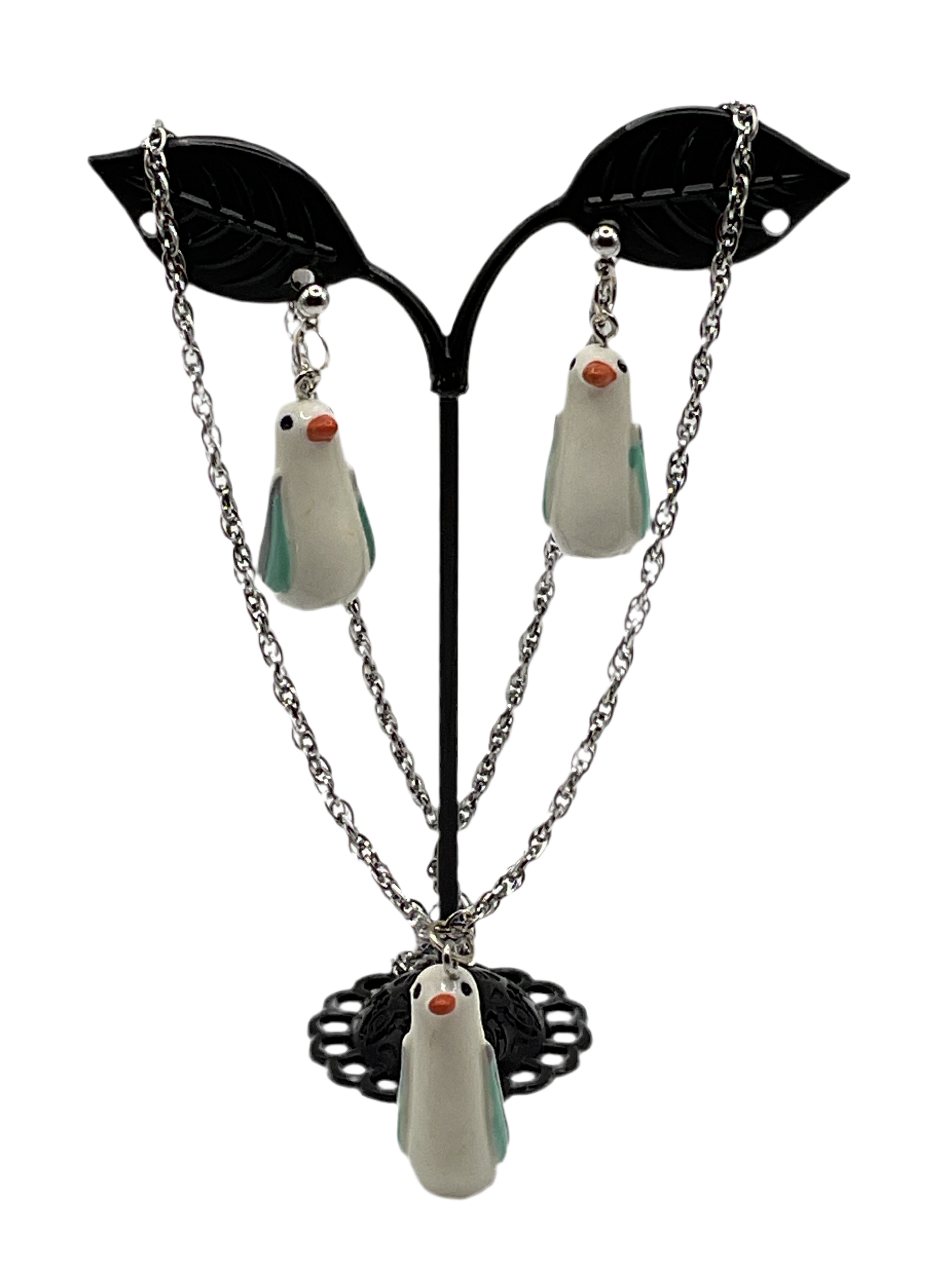 Seagull Earring and Necklace set Main image