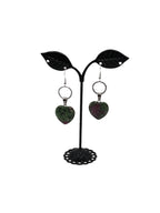Green And Purple Heart Earrings