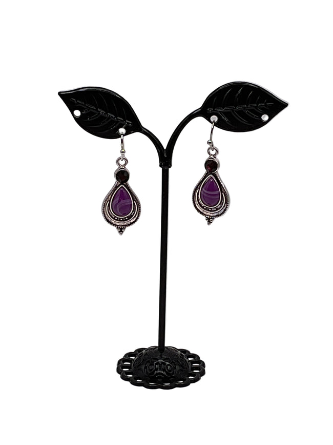 Purple Tear Drop Earrings Hover Image