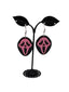 Pink and black scream earrings