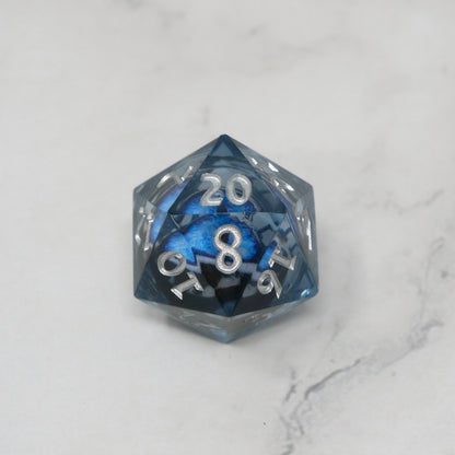 Blue Slaadi's Eye - 7 Piece Moving Eye DnD Dice Set | Acrylic RPG Gaming Dice