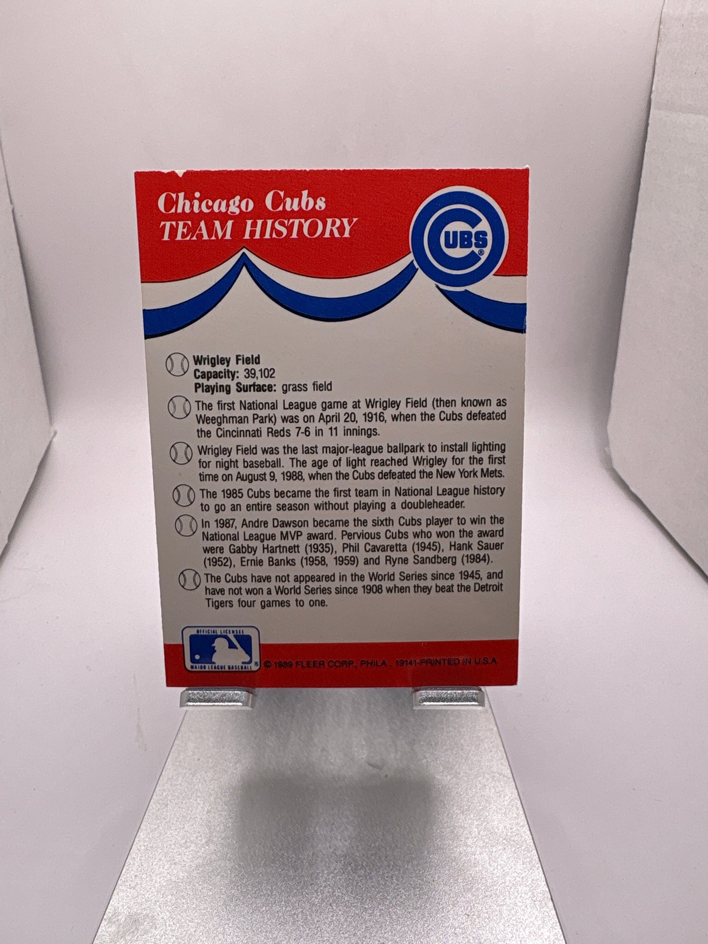 Fleer Chicago Cubs Baseball Sticker Sports Card