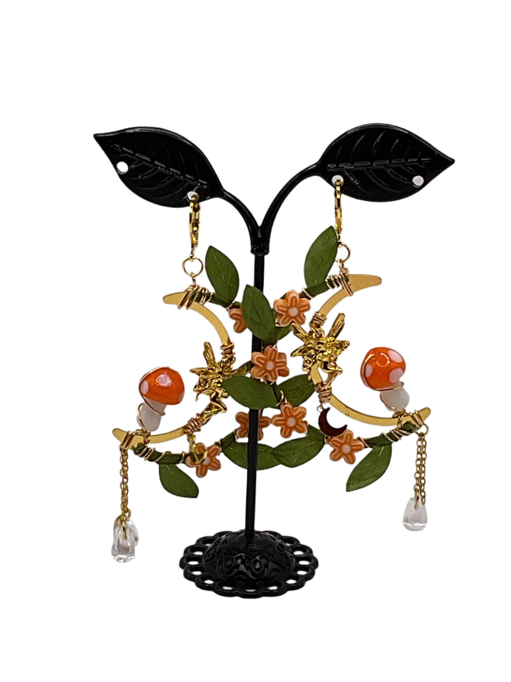 Fairy Mushroom and Crystal Earrings