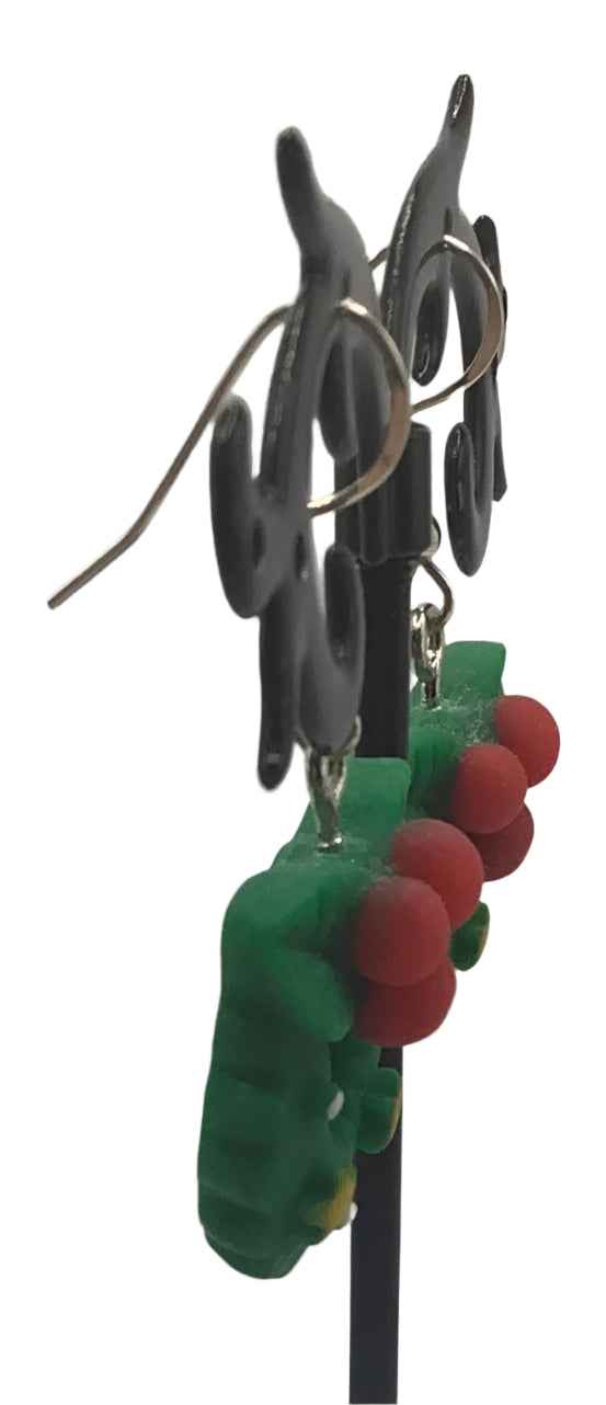 Christmas wreath earrings