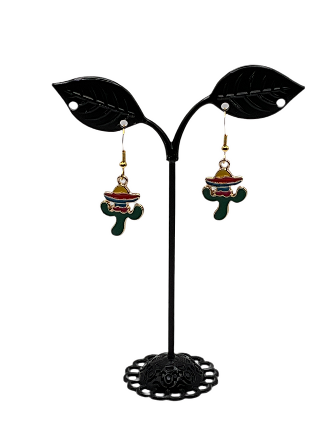 Cactus Wearing a Sombrero Earrings Hover Image