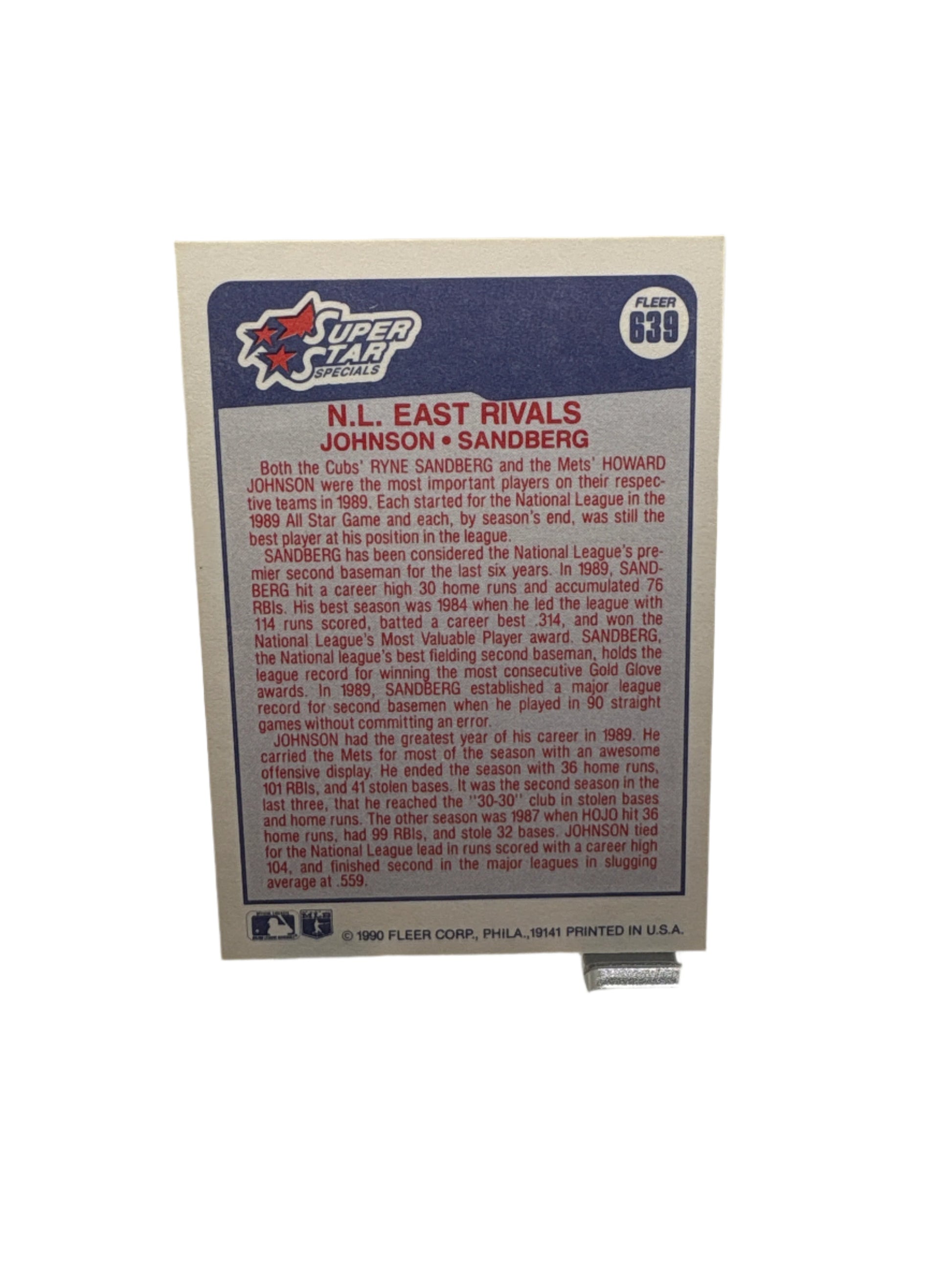 Fleer Howard Johnson Ryne Sandberg