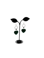 Green and black heart earrings