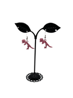 Pink Dinosaur Skeleton Earrings