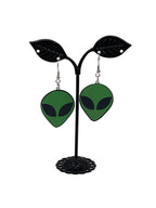 Green alien earrings