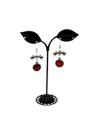 Red circle earrings