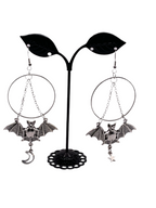 Silver bat earrings