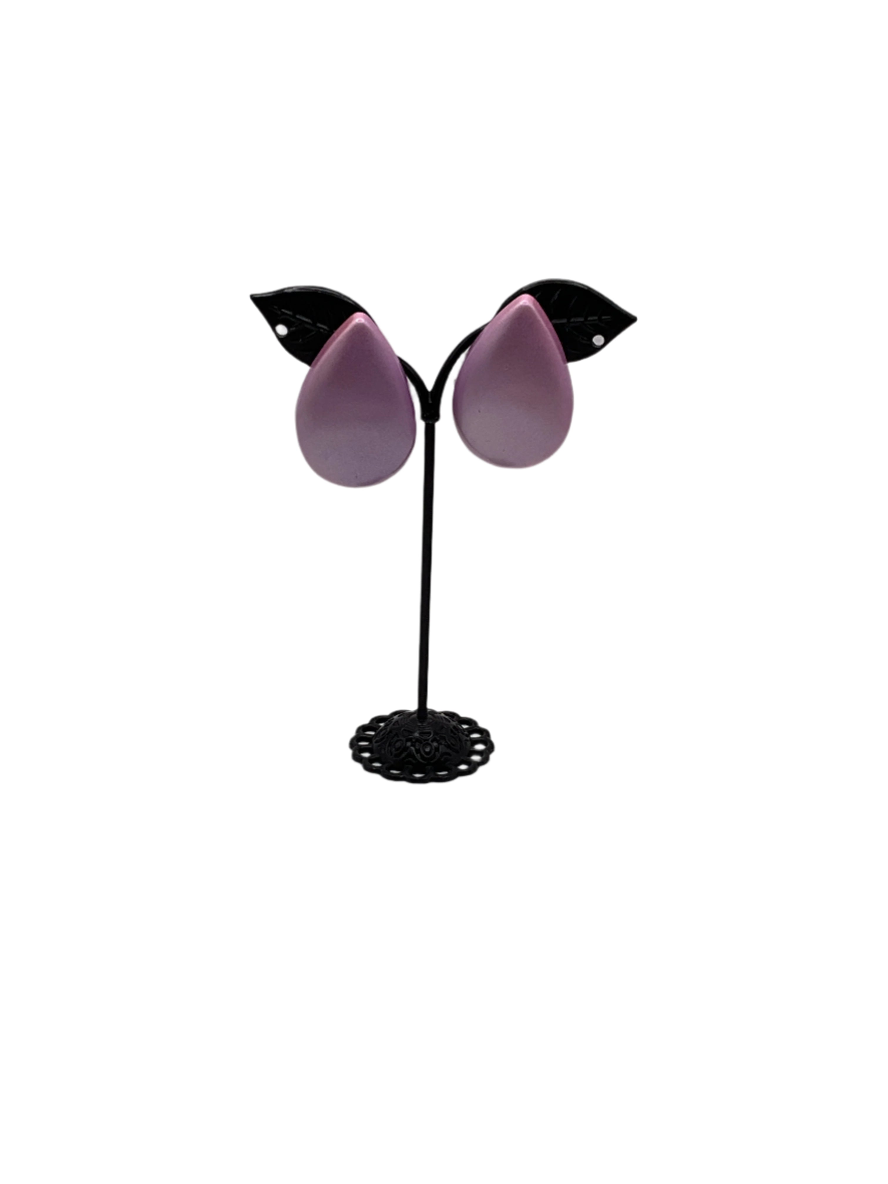 Large Pink And Purple Tear Drop Earrings