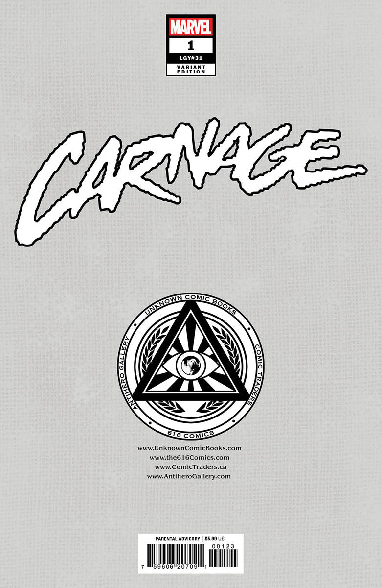 Carnage #1 Unknown Comics Kaare Andrews Exclusive Virgin Var (11/15/2023) (11/22/2023) - Collectors World Toys