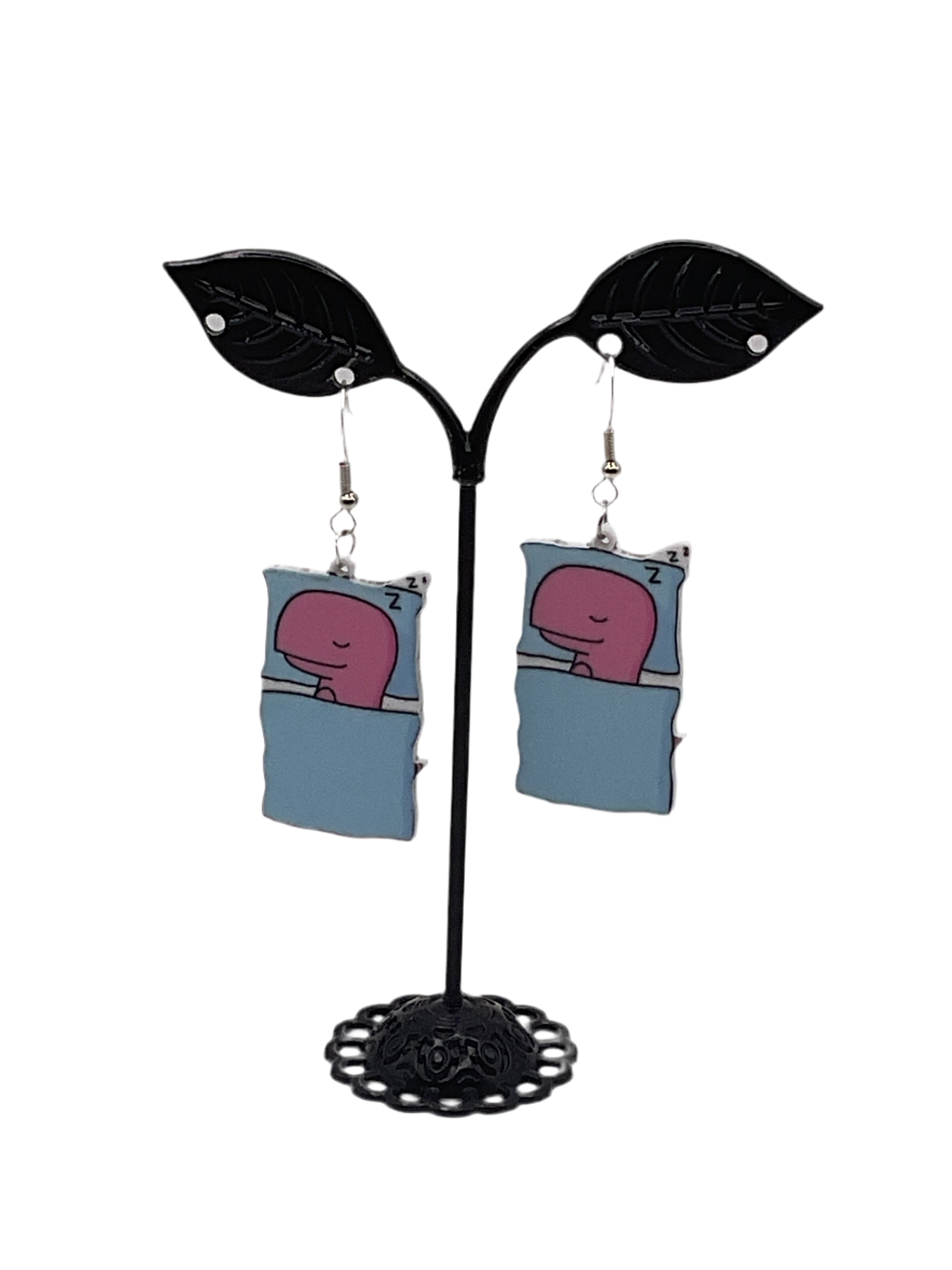 Sleeping Pink Dino Earrings Main image