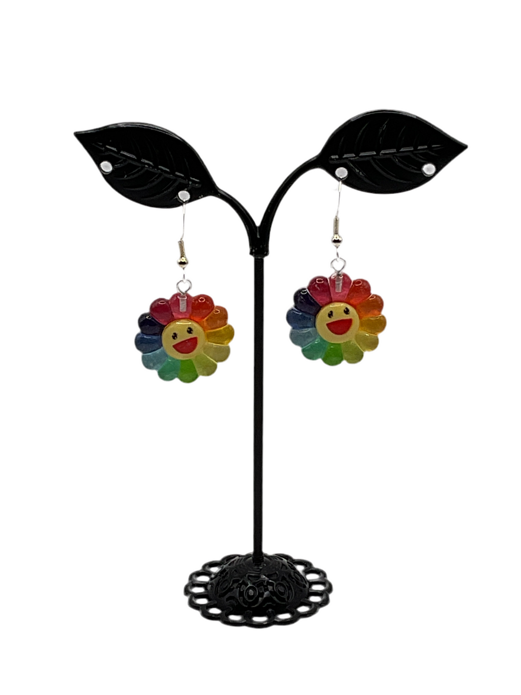 Rainbow Flower Smiley Face Earrings