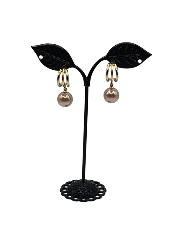 Dangling Tan Pearl Earrimgs