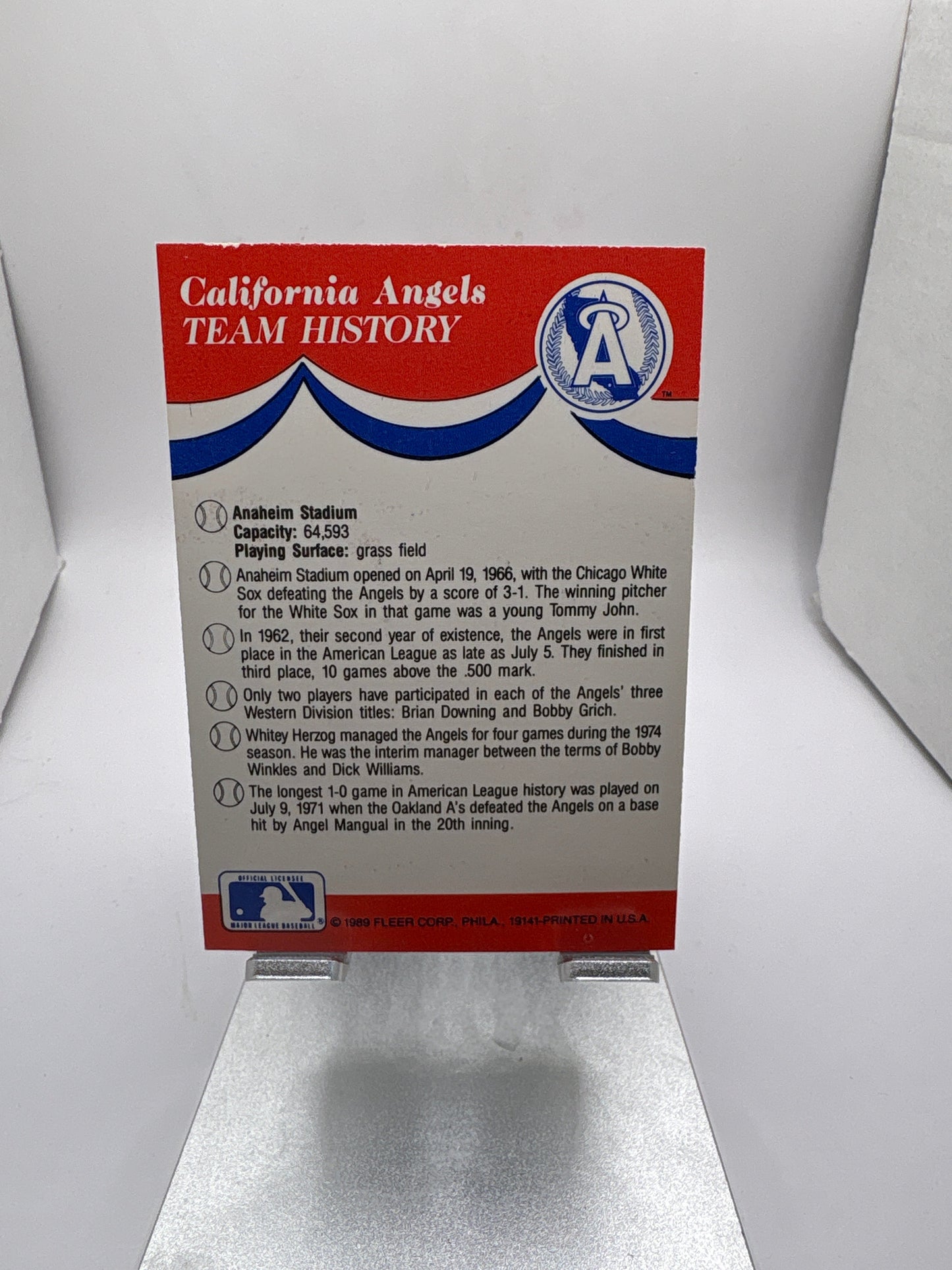 Fleer California Angels Baseball Sticker Sports Card