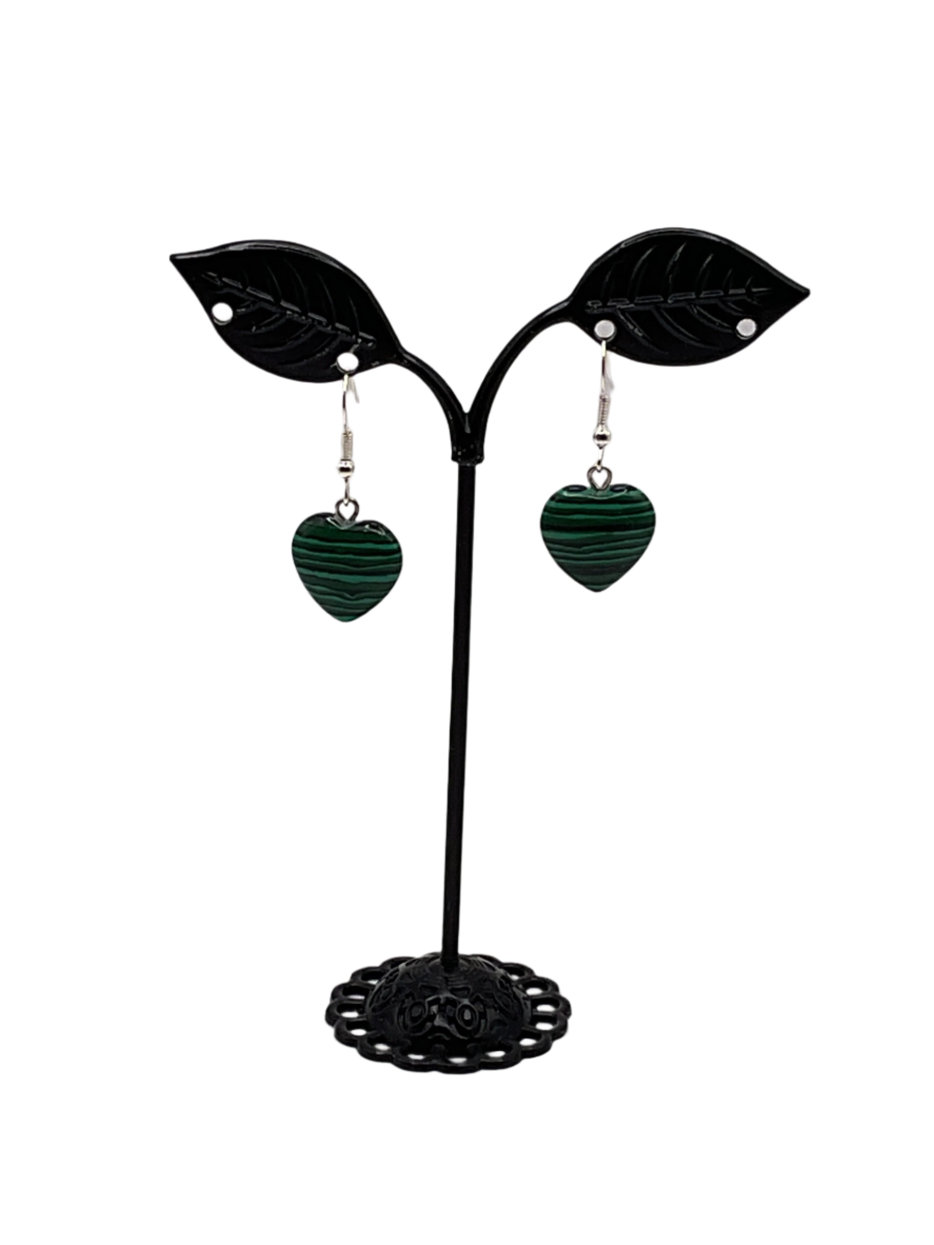 Green heart stone earrings Main image