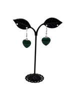Green heart stone earrings