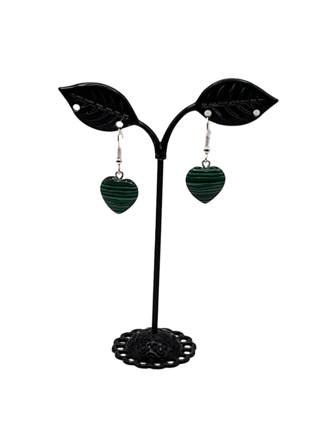 Green heart stone earrings Hover Image