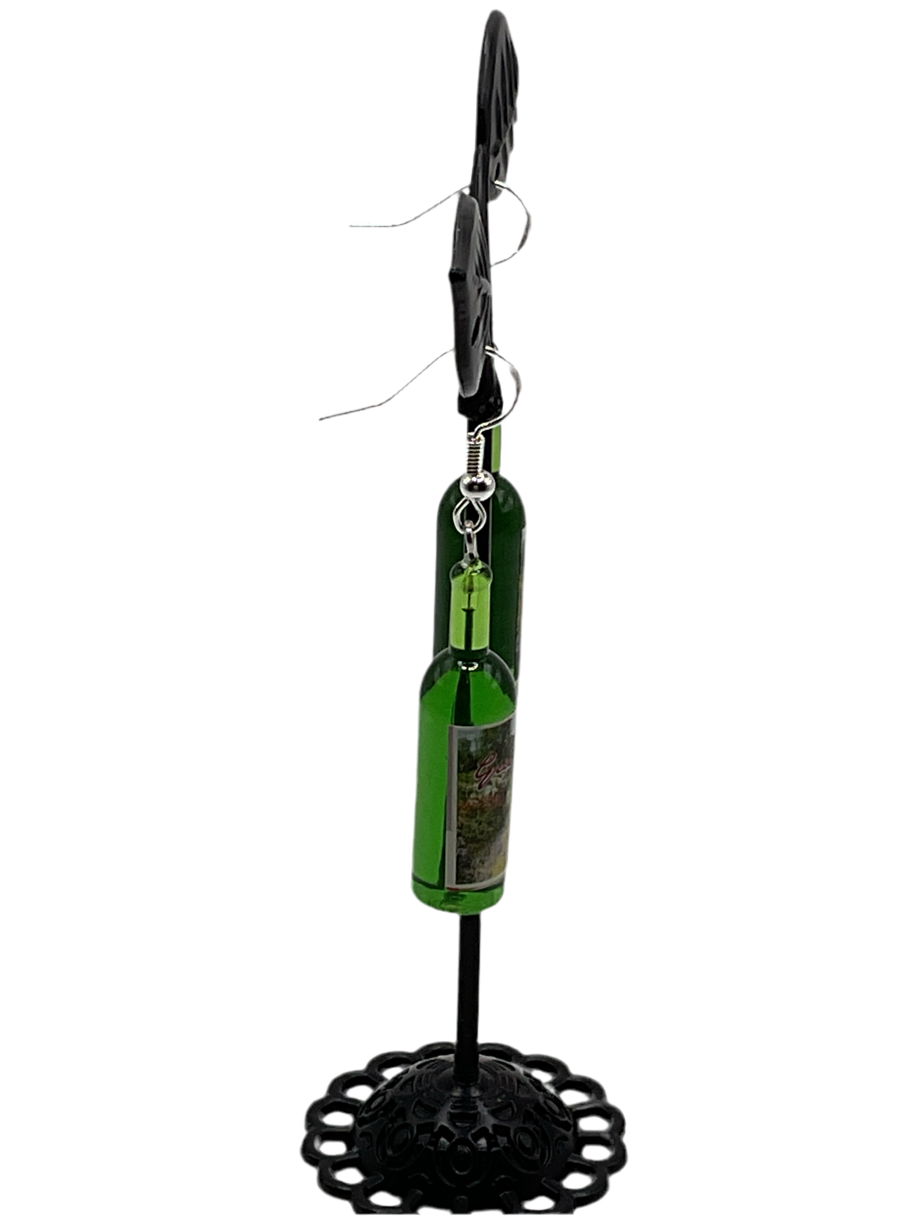 Green Wine Bottle Earrings