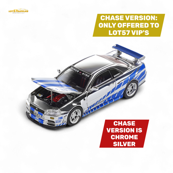(Pre-Order) Demon King Auto Skyline GT-R R34 Z-Tune - Fast and Furious Paul Livery 1:64