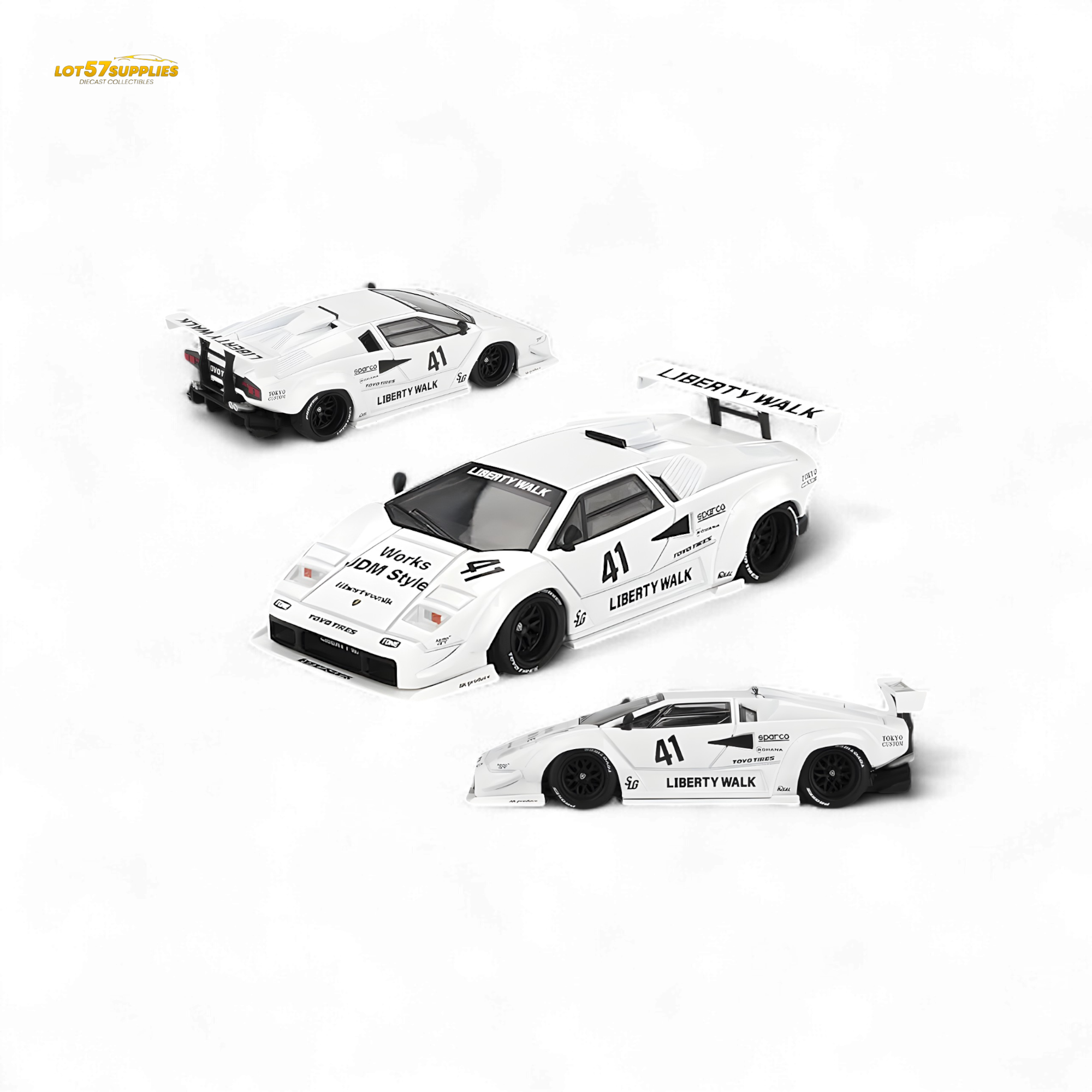 Mini-GT Lamborghini Countach LB-WORKS White 2024 Tokyo Auto Salon 1:64 MGT00966 Main image
