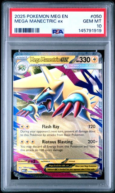 2025 POKEMON MEG EN-MEGA EVOLUTION #050 MEGA MANECTRIC ex PSA GEM MT 10 Main image