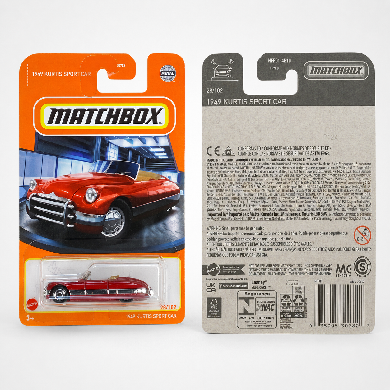 Matchbox 1949 Kurtis Sport Car Red 28/102 Die-Cast Convertible