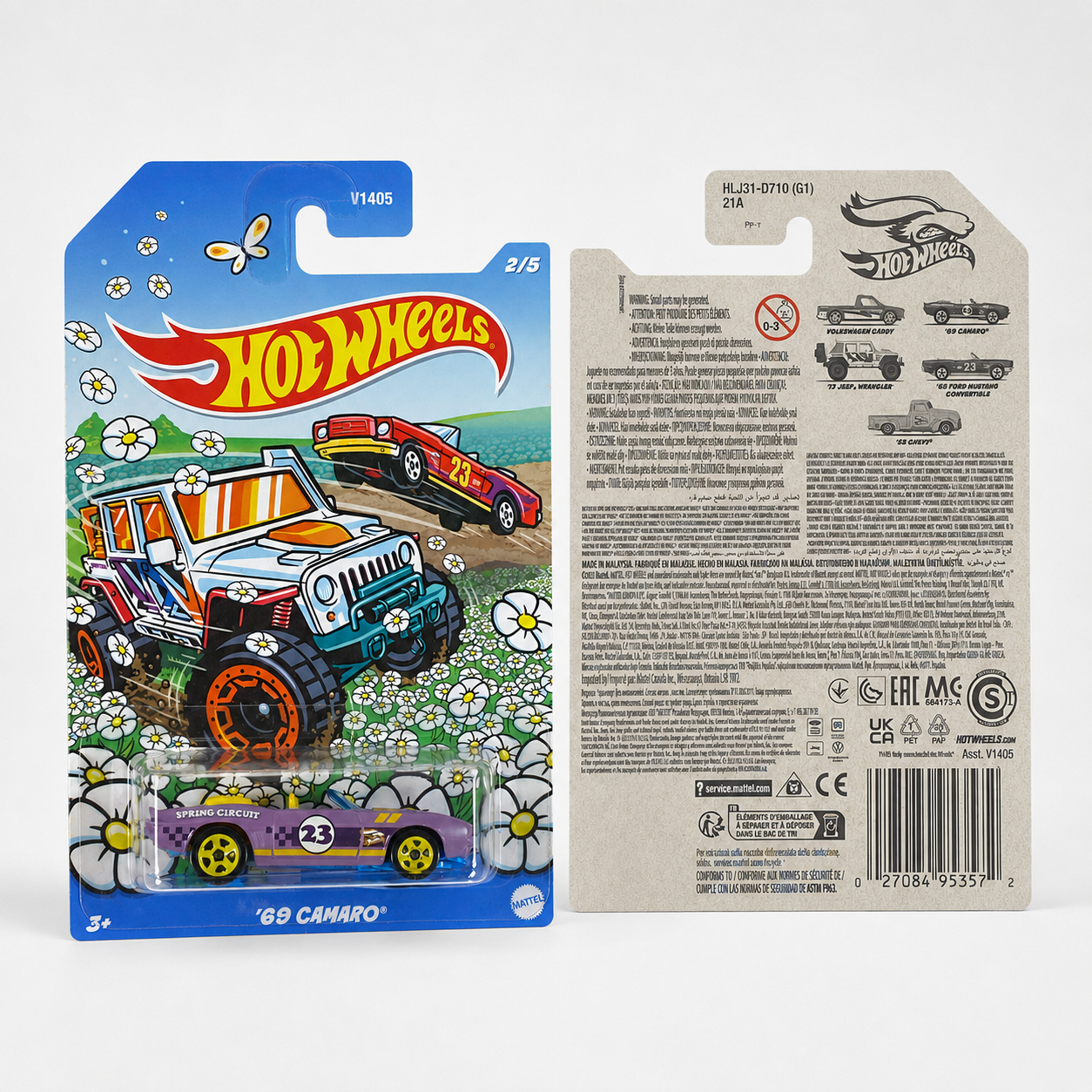 Hot Wheels ’69 Camaro Spring Circuit 2/5 Purple Die-Cast Car V1405