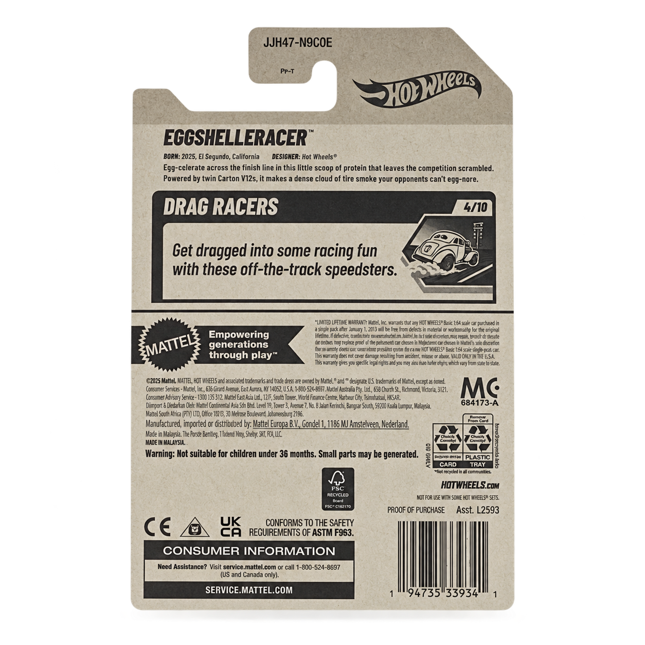 Hot Wheels EggShelleRacer | Drag Racers Series 4/10 Secondary image