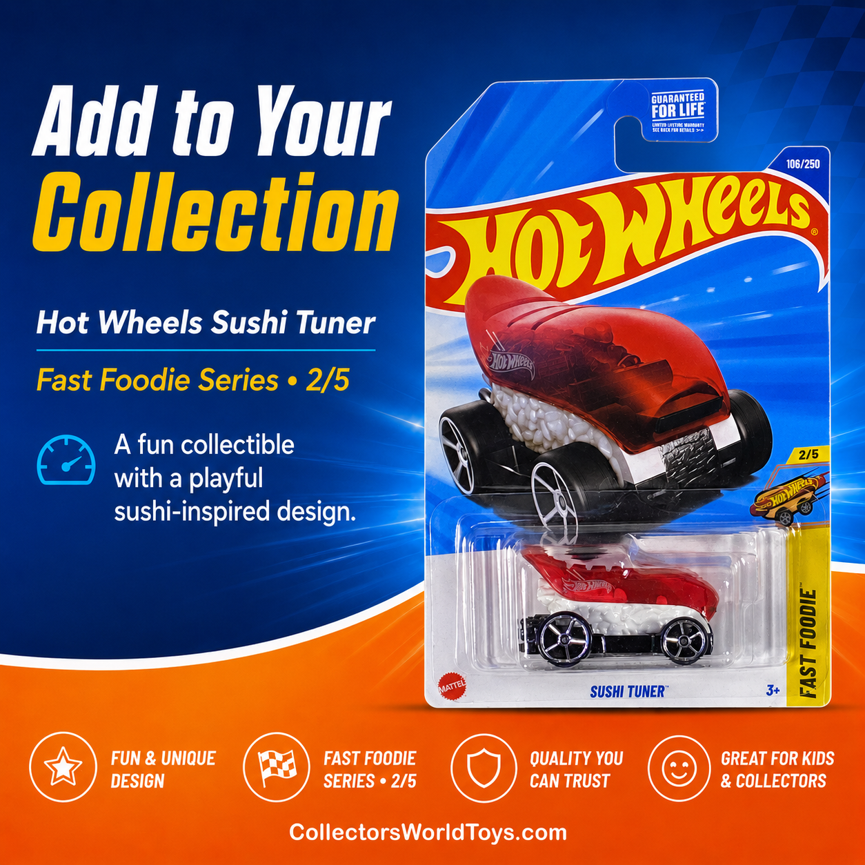Hot Wheels Sushi Tuner Red Fast Foodie Series 2/5 106/250 Secondary image