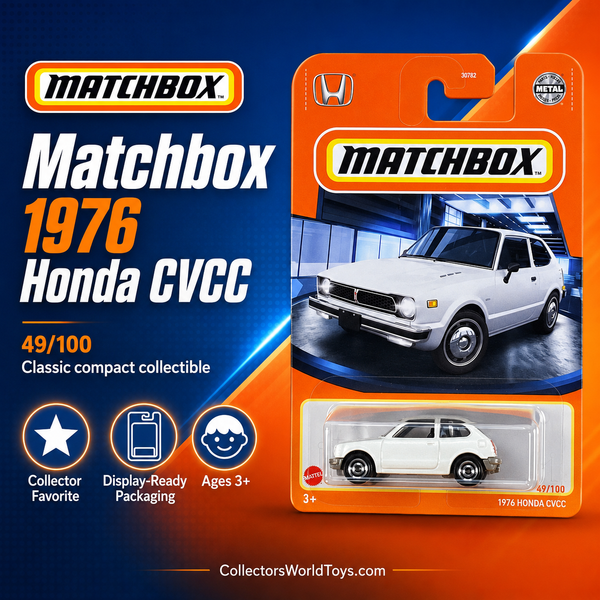 Matchbox 1976 Honda CVCC White 49/100 Die-Cast Collectible Car