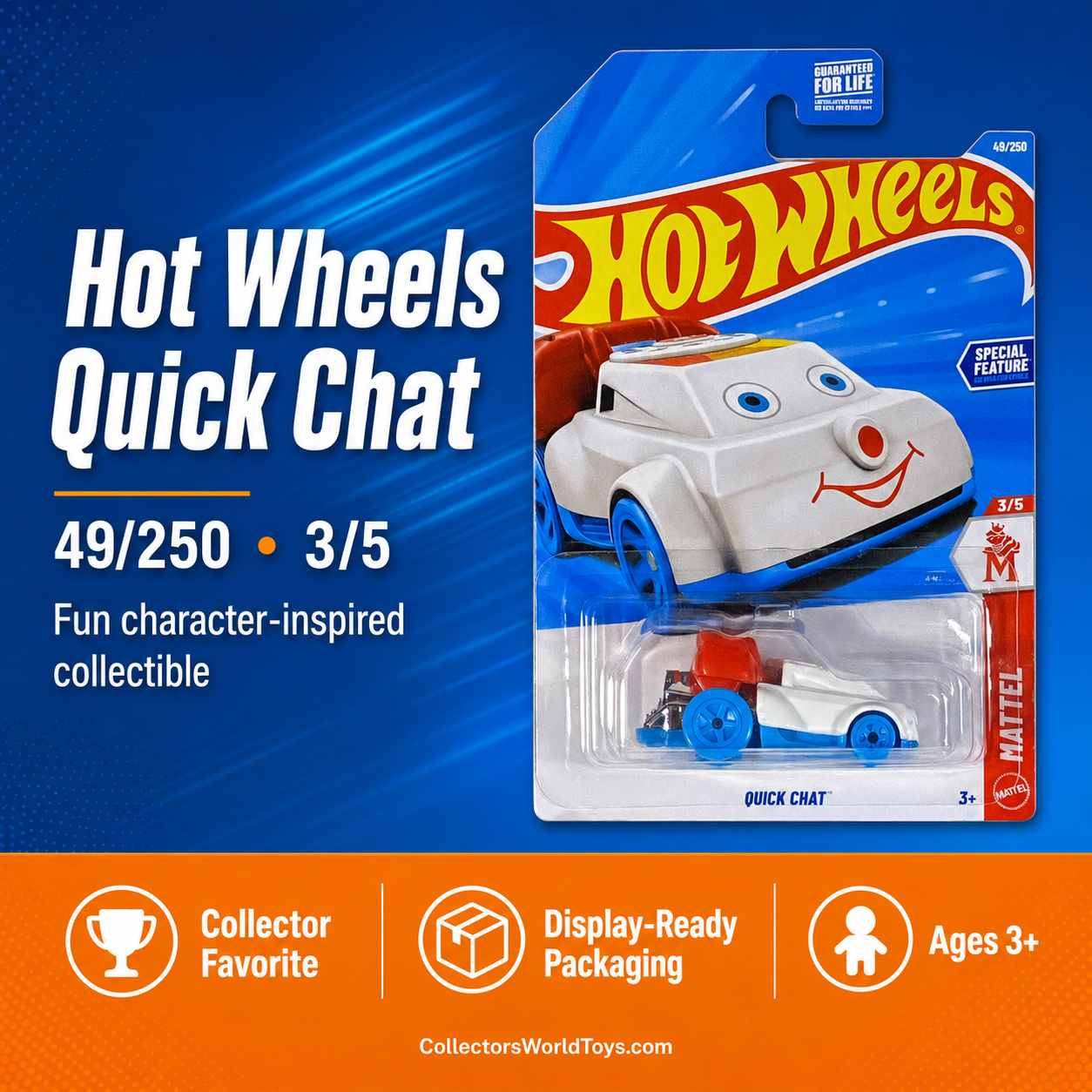 Hot Wheels Quick Chat 49/250 Mattel Series 3/5 White Die-Cast Car