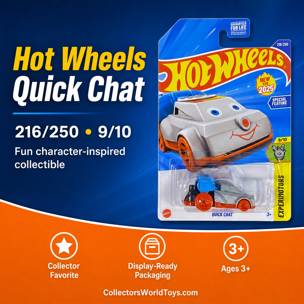 Hot Wheels Quick Chat Silver & Orange Experimotors 9/10 216/250 2025 Die-Cast Car Main image