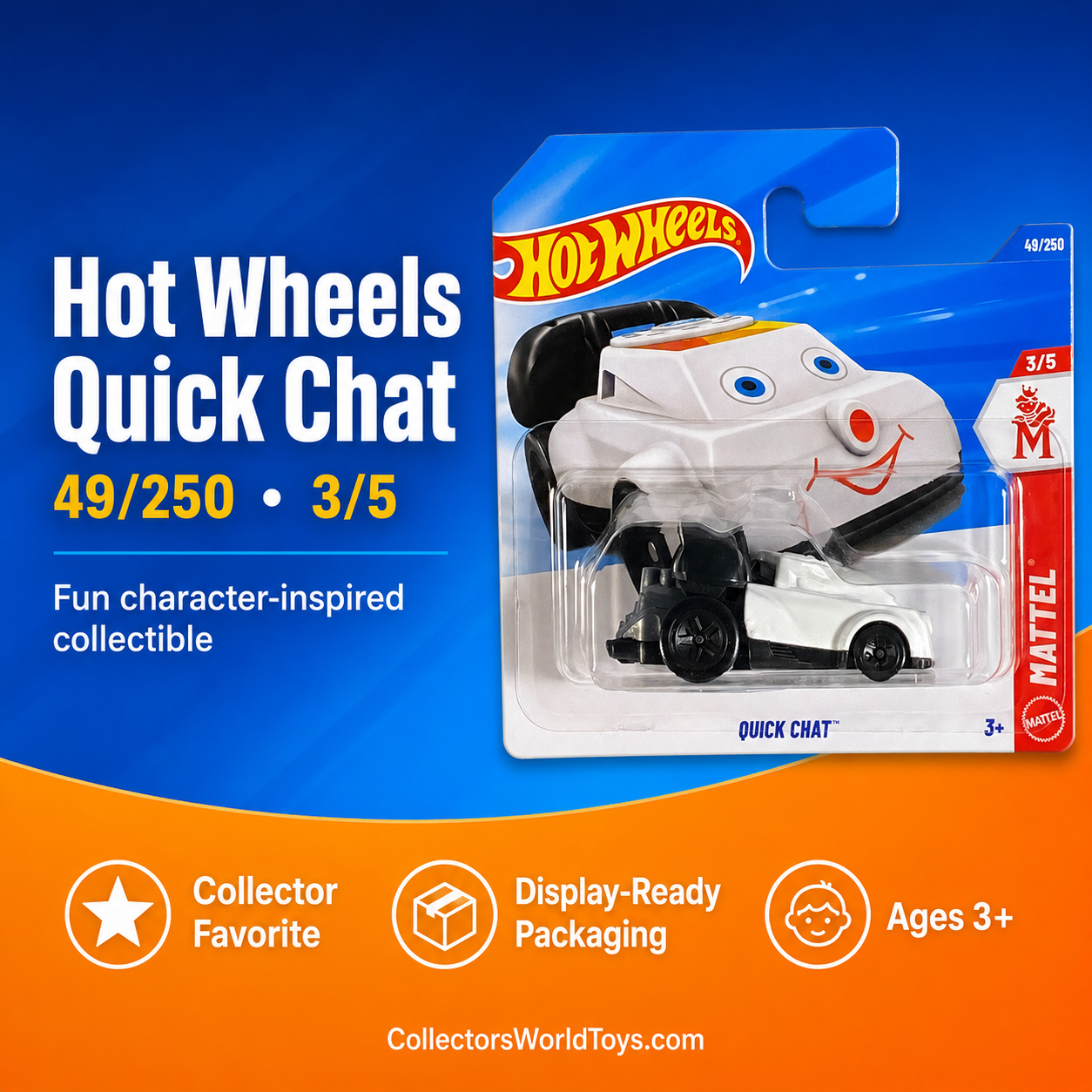 Hot Wheels Quick Chat White & Black Mattel Series 3/5 49/250 Die-Cast Car Main image