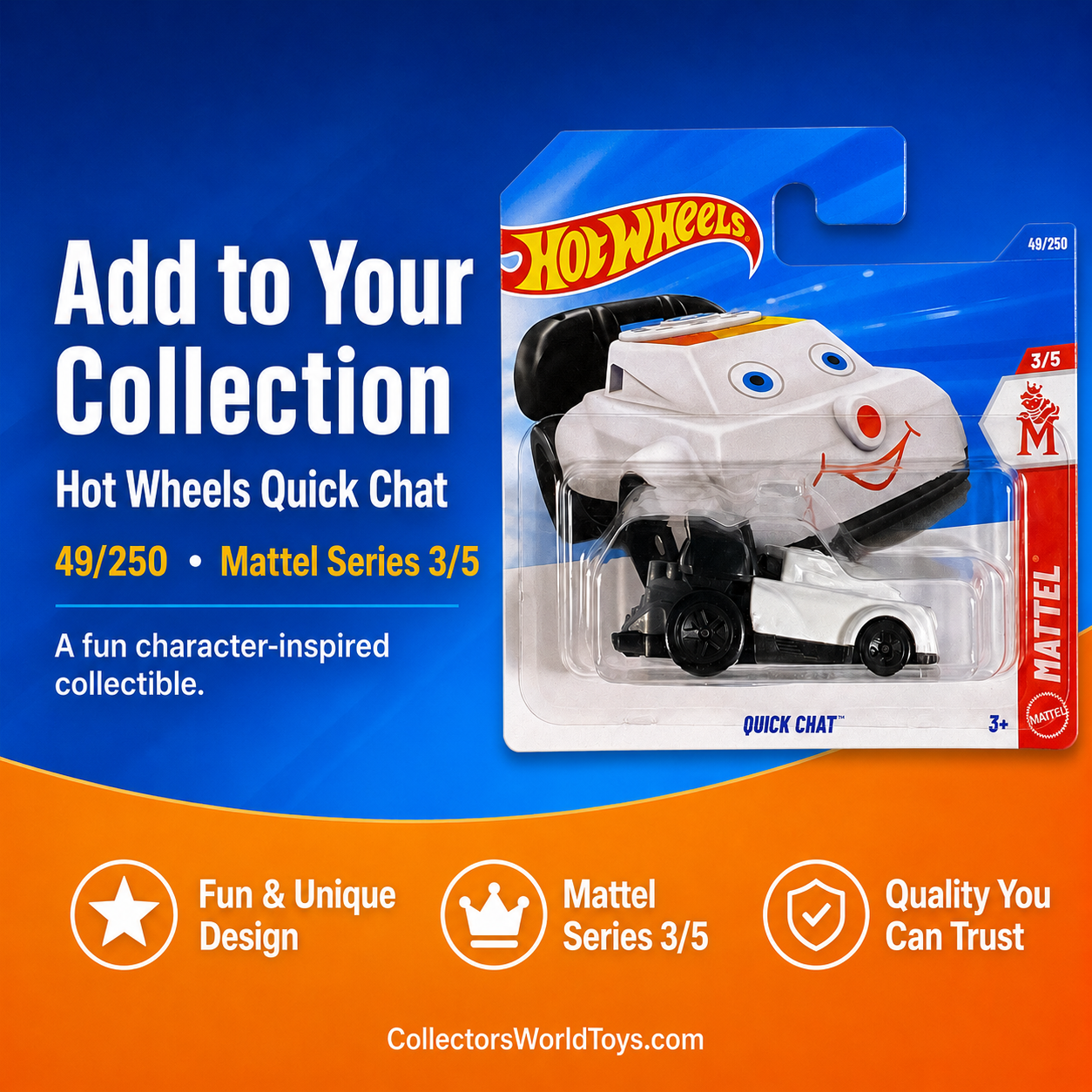 Hot Wheels Quick Chat White & Black Mattel Series 3/5 49/250 Die-Cast Car