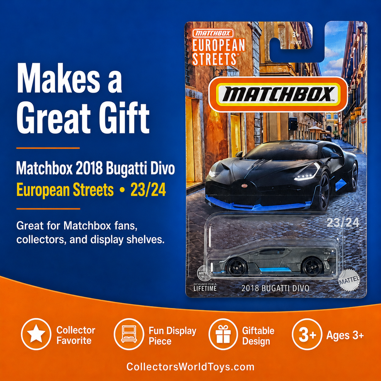 Matchbox 2018 Bugatti Divo European Streets 23/24 Die-Cast Car