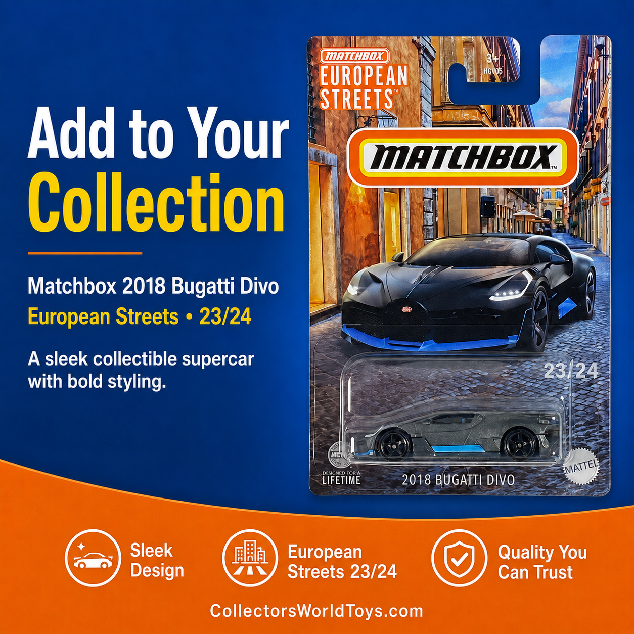 Matchbox 2018 Bugatti Divo European Streets 23/24 Die-Cast Car