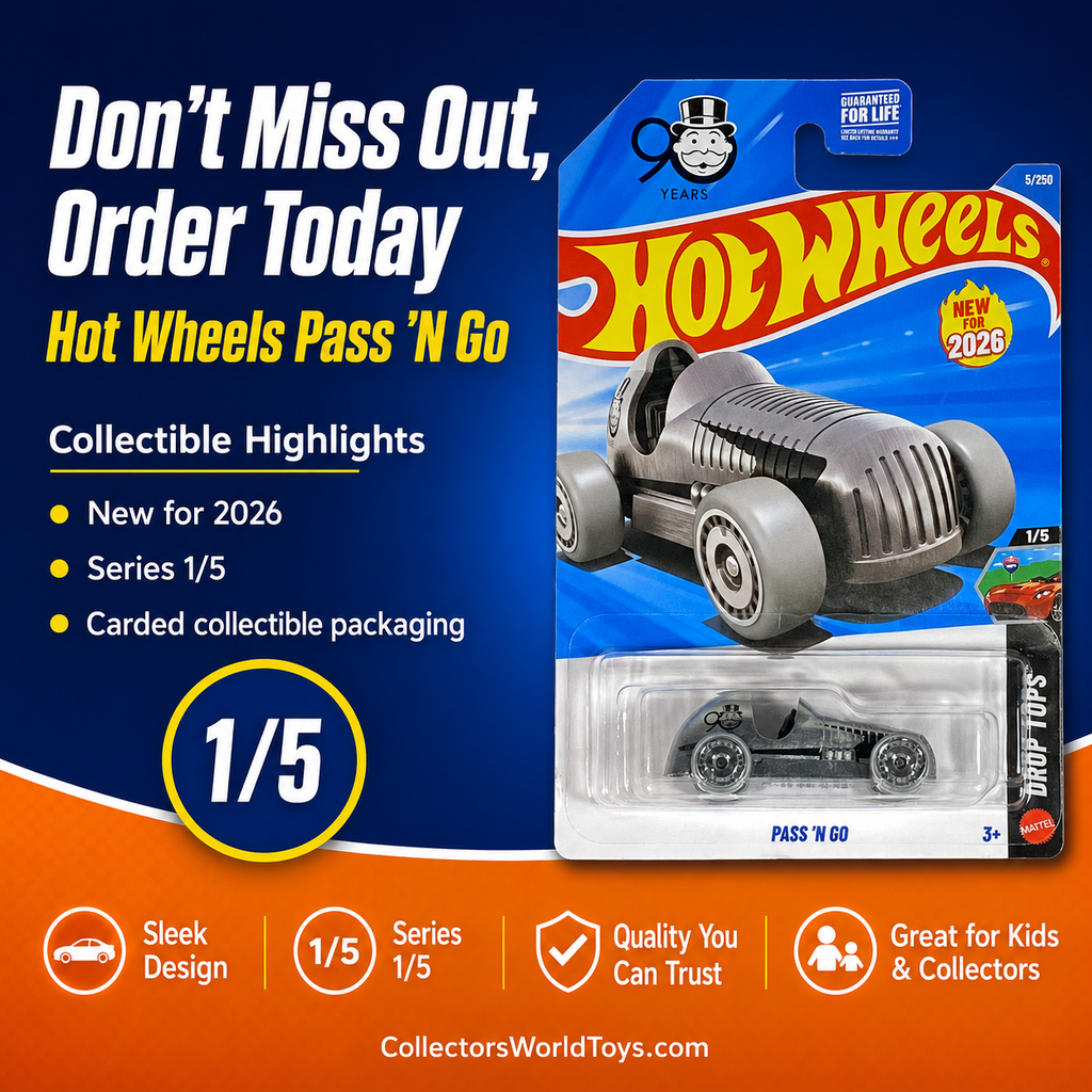 Hot Wheels Pass ’N Go 2026 Drop Tops 1/5 5/250 Monopoly 90 Years Die-Cast Car