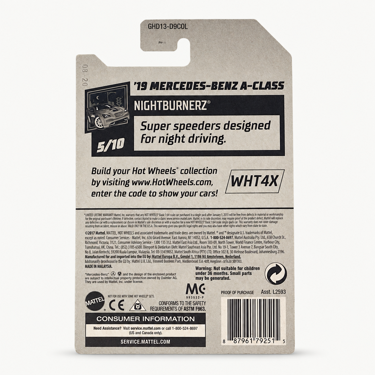 Hot Wheels '19 Mercedes-Benz A-Class | Nightburnerz Series 5/10 Secondary image